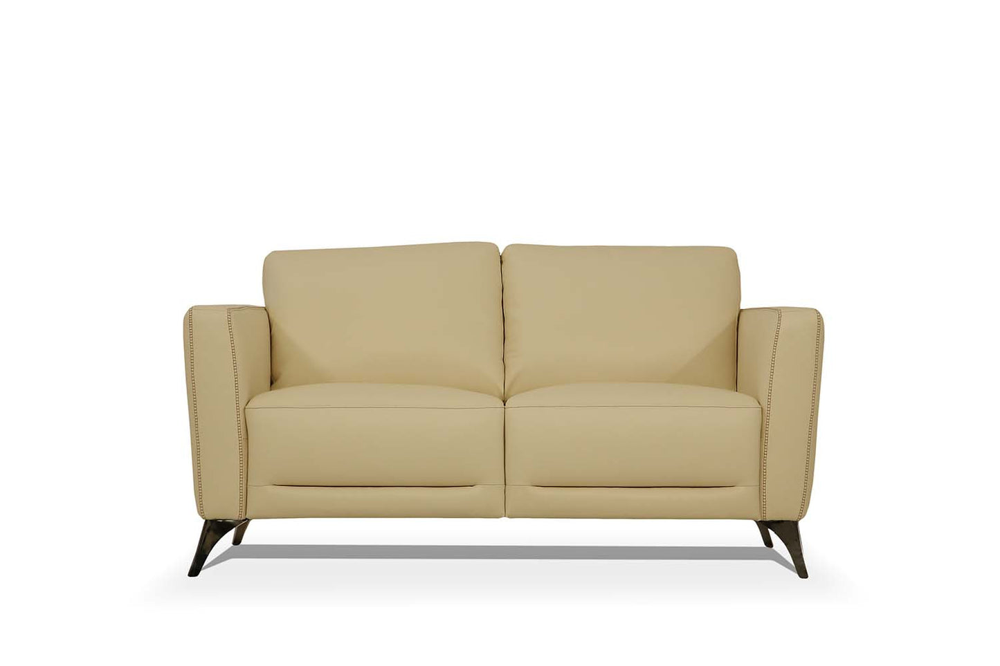 59" Cream Leather And Black Love Seat