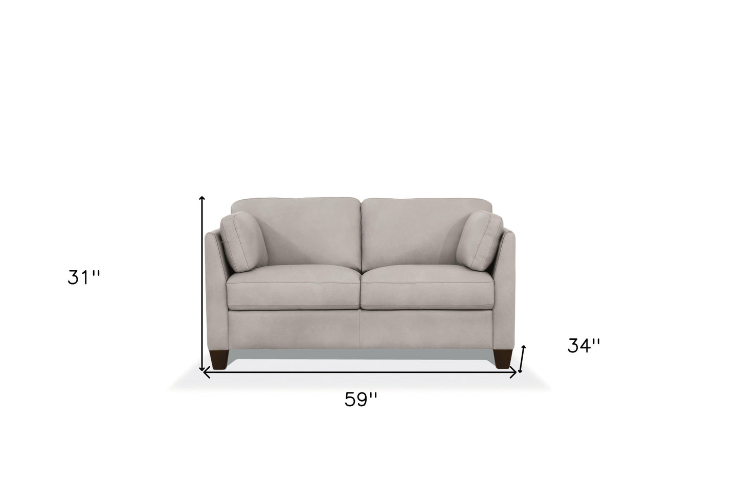59" Dusty White And Brown Leather Love Seat