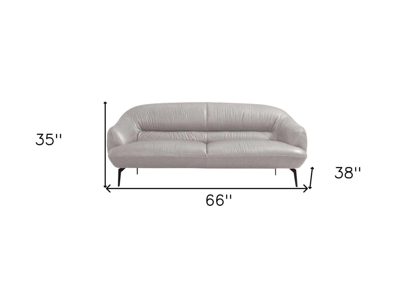 66" Gray And Black Leather Love Seat