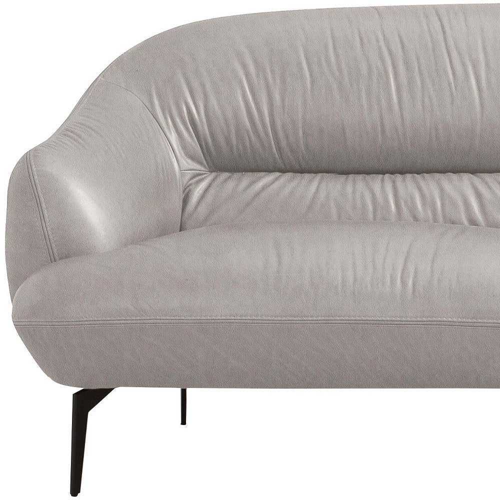 66" Gray And Black Leather Love Seat