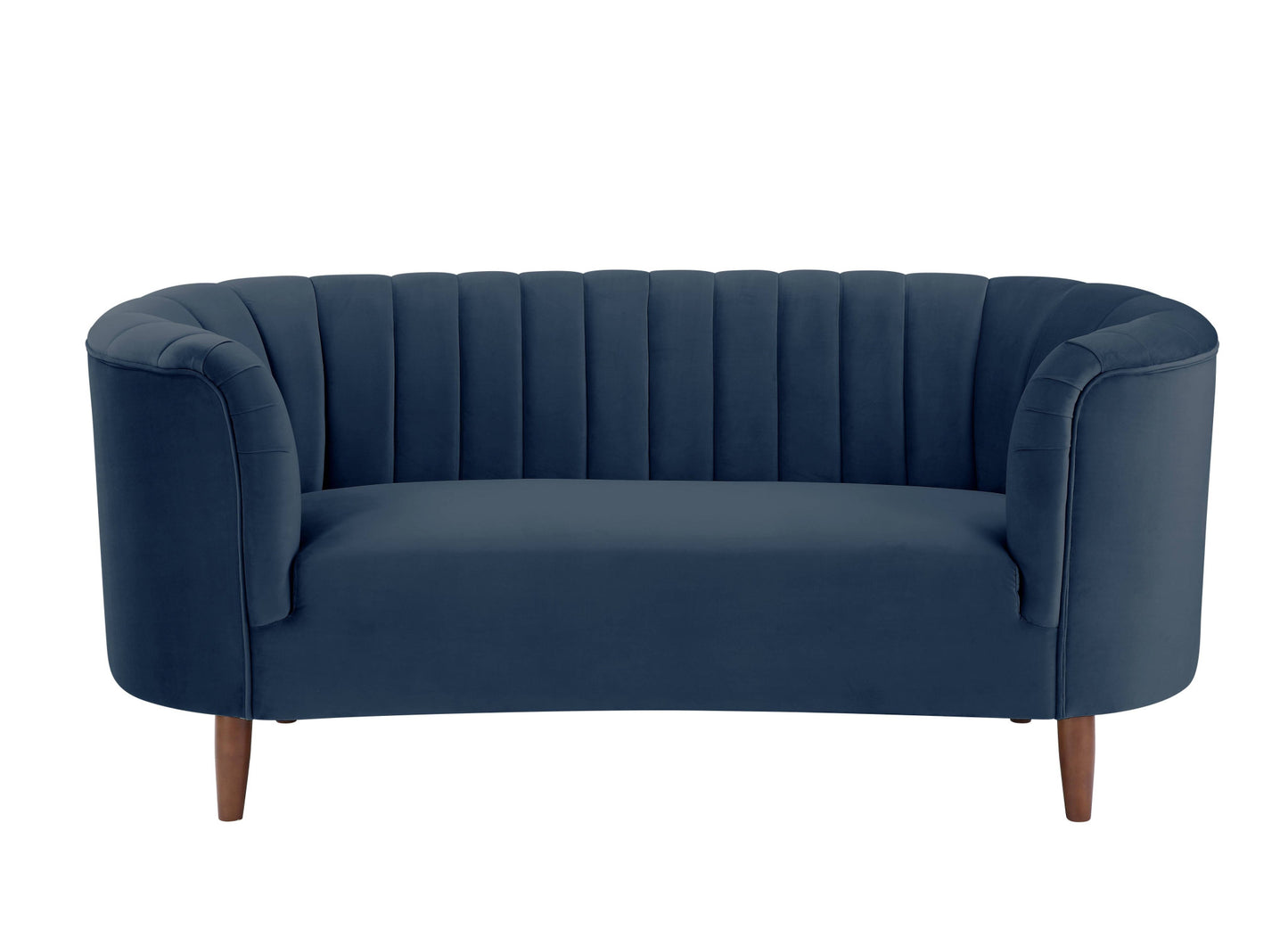 71" Blue And Brown Velvet Love Seat
