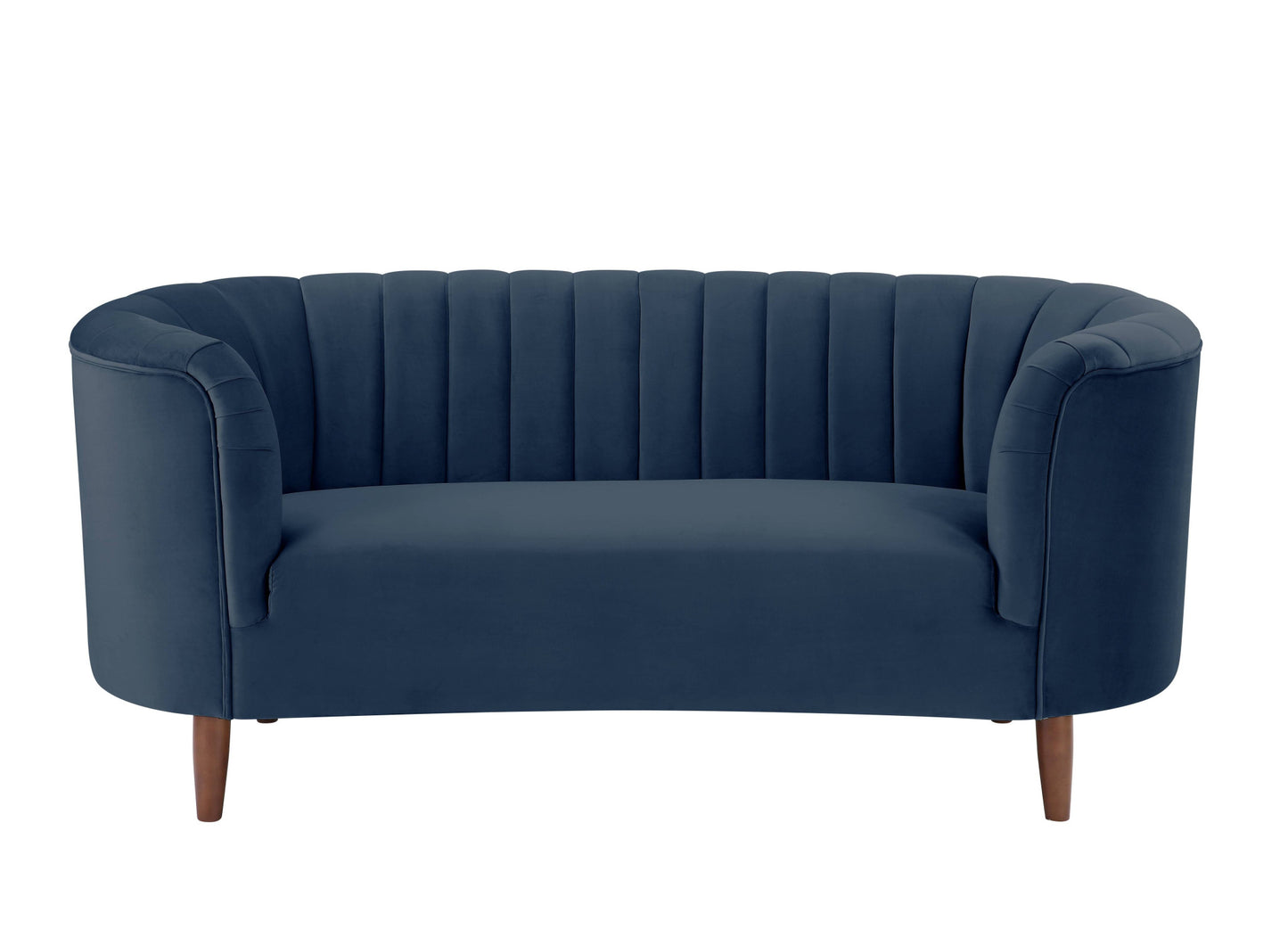 71" Blue And Brown Velvet Love Seat