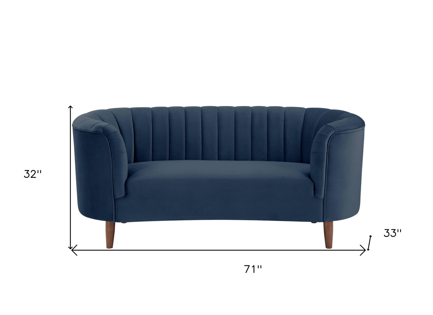 71" Blue And Brown Velvet Love Seat