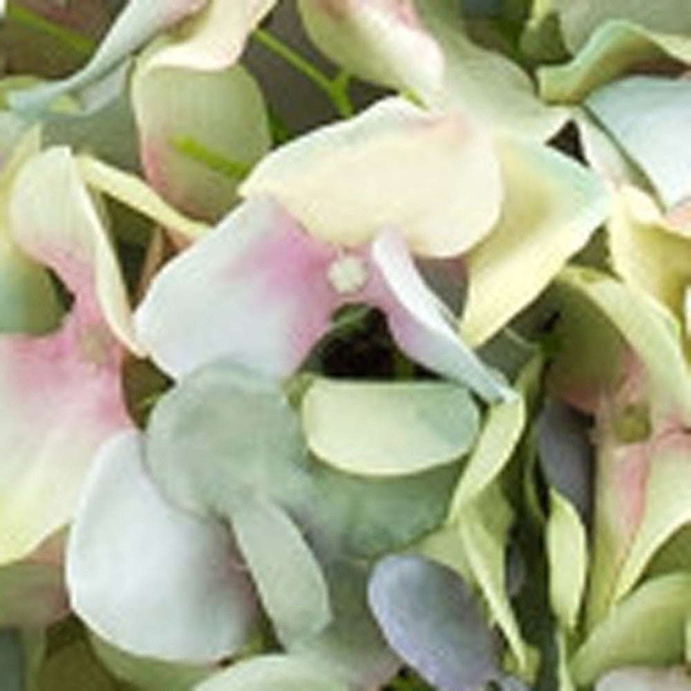 23" Green and White Artificial Hydrangea Wreath