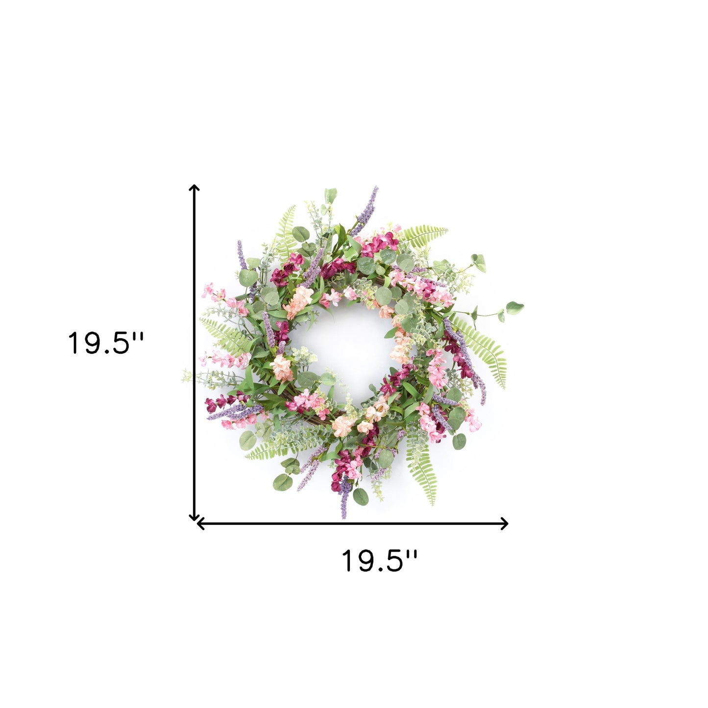 20" Pink and Green Artificial Mixed Assortment Wreath