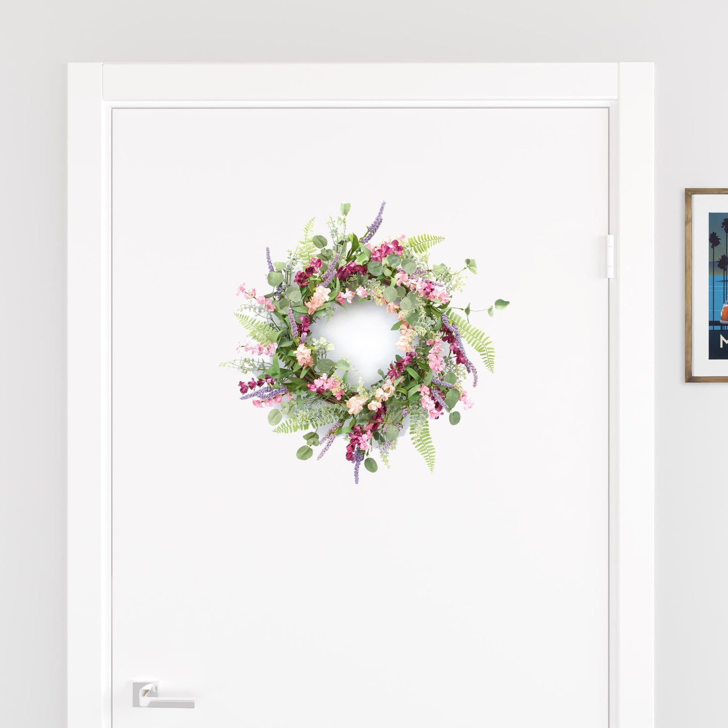 20" Pink and Green Artificial Mixed Assortment Wreath