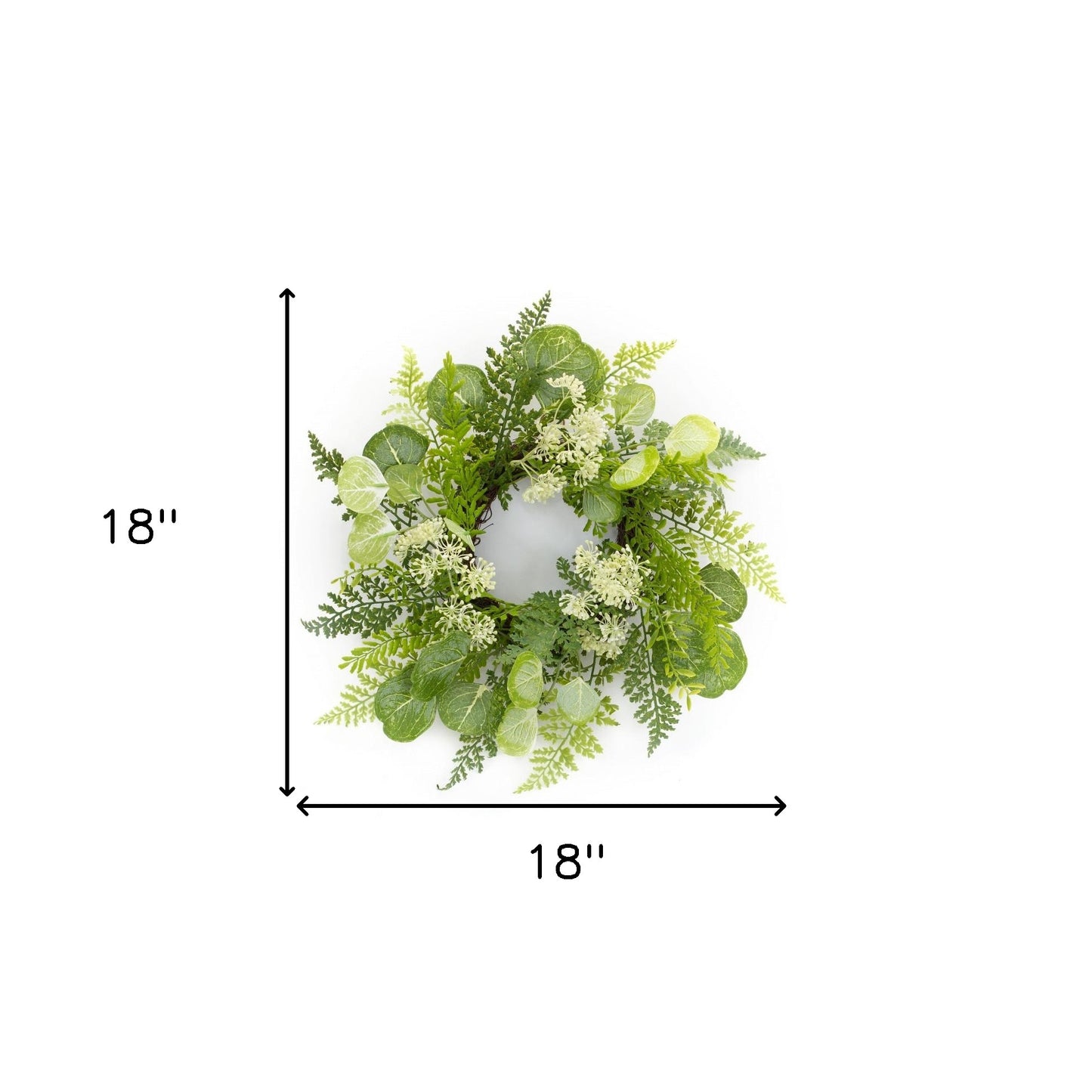 18" Green and White Artificial Mixed Assortment Wreath
