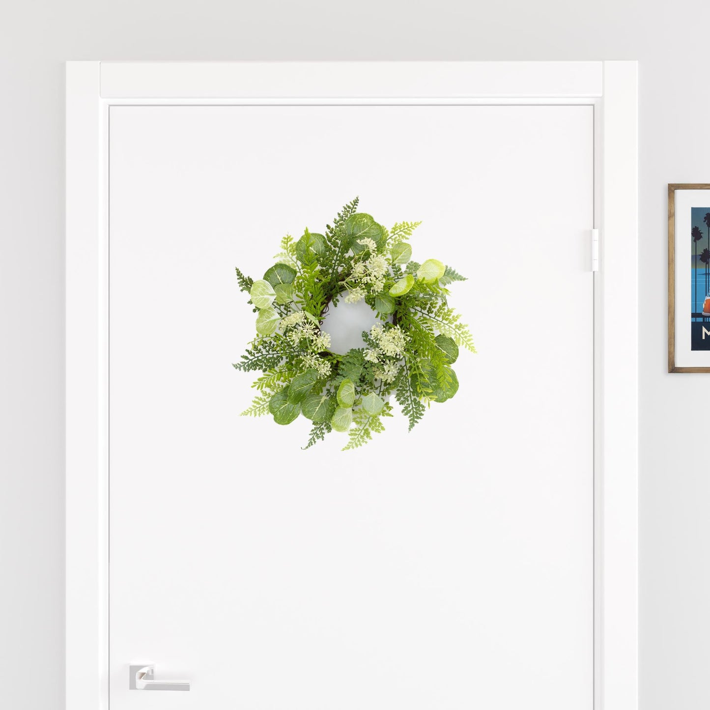18" Green and White Artificial Mixed Assortment Wreath