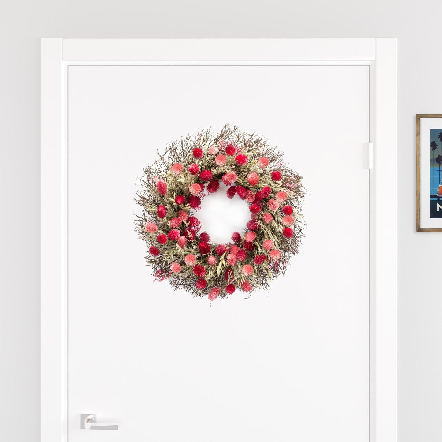 21" Pink and Green Artificial Twig Wreath