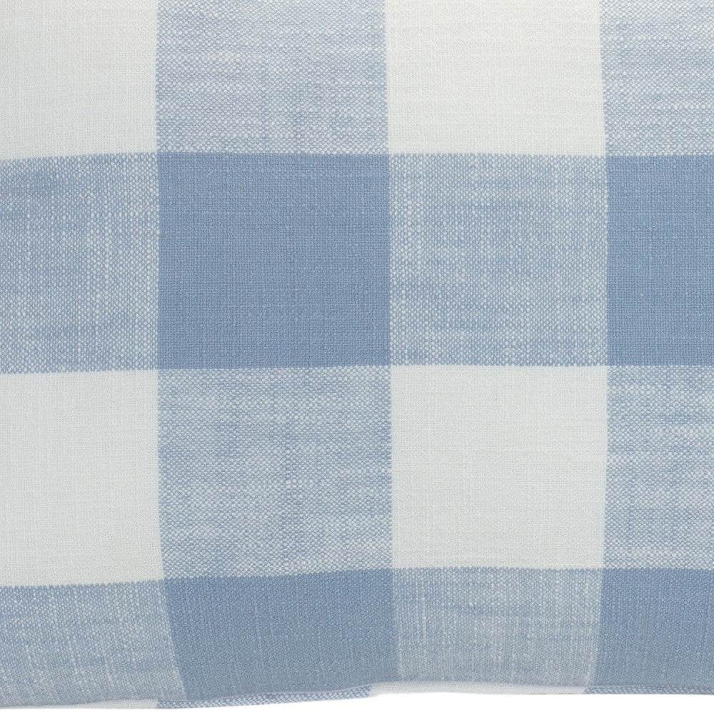20 x 6.5 White Cotton blend Checkered Zippered Pillow