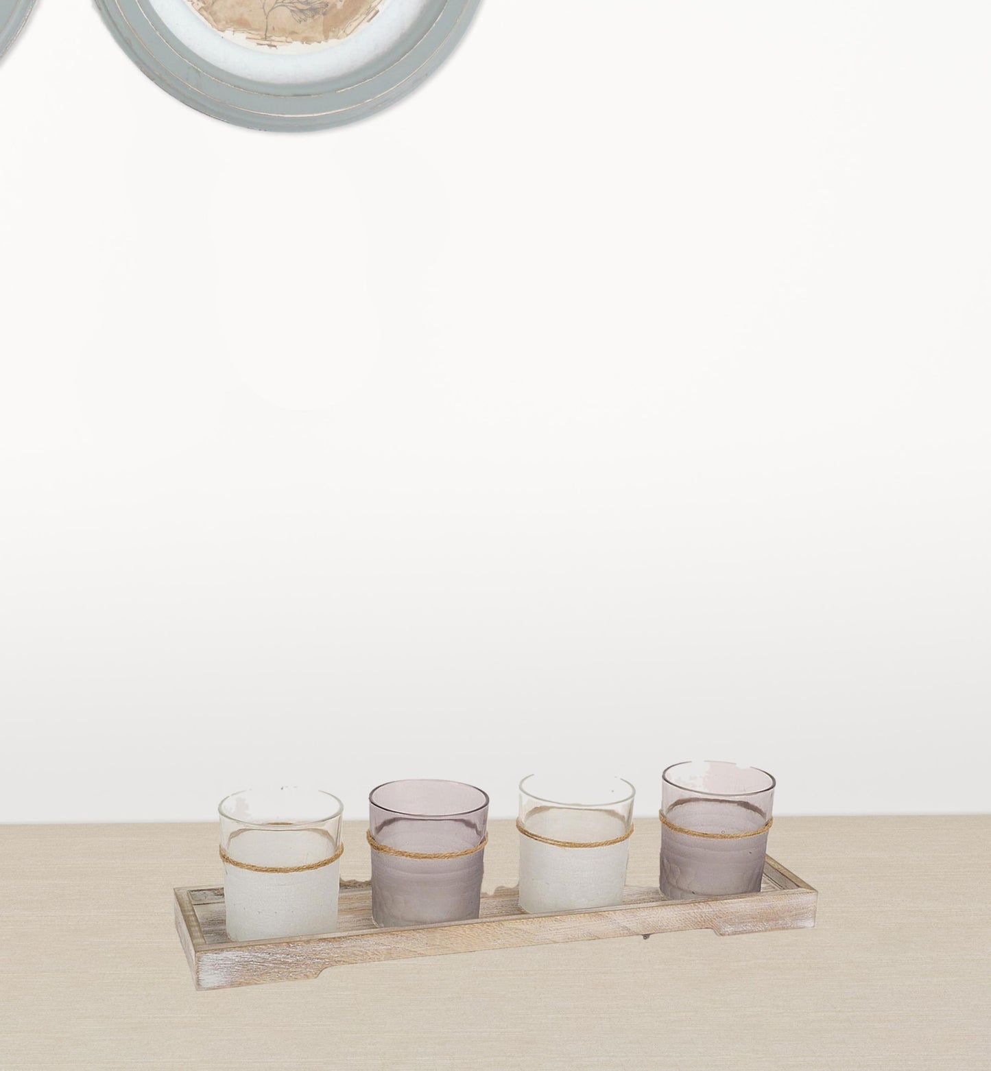 Set Of Two Brown Flameless Tabletop Votive Candle Holder