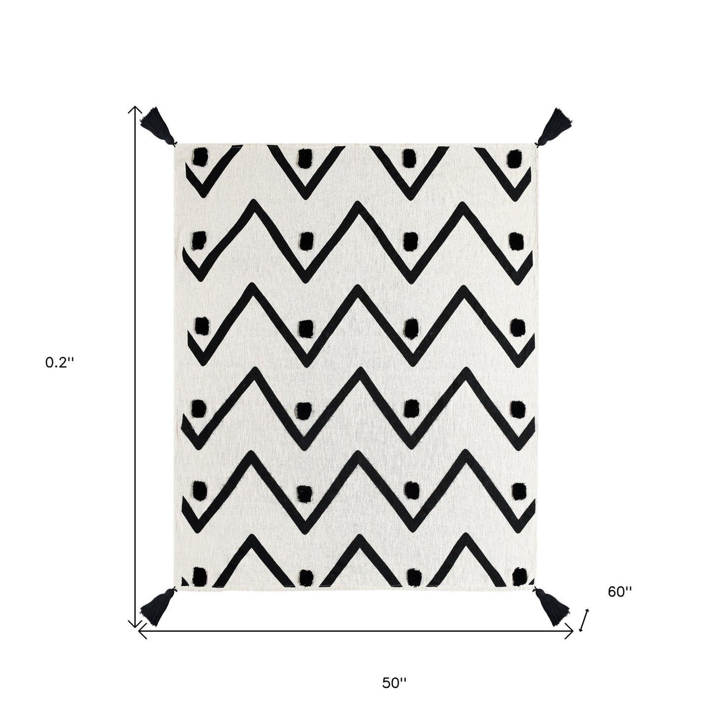 Black and White Woven Cotton Chevron Throw Blanket