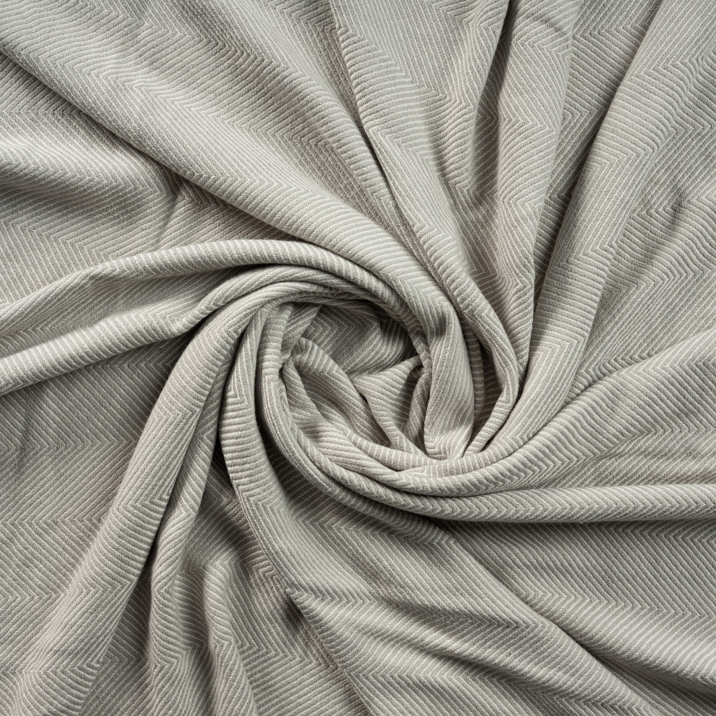 Gray Woven Cotton Herringbone Throw Blanket