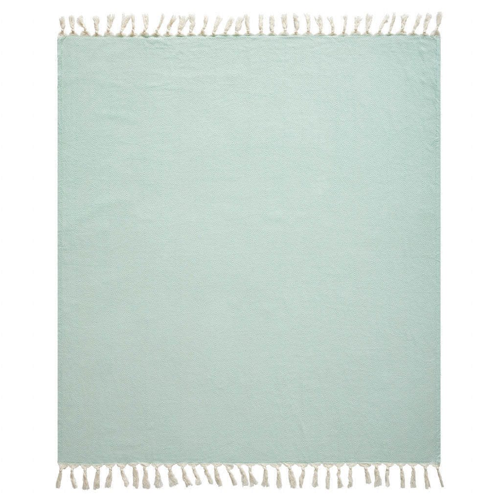 Gray Woven Cotton Herringbone Throw Blanket