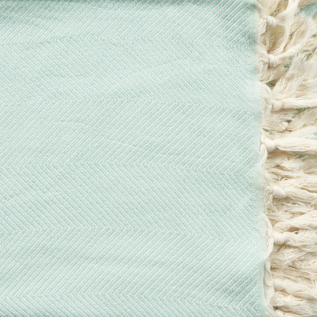 Gray Woven Cotton Herringbone Throw Blanket
