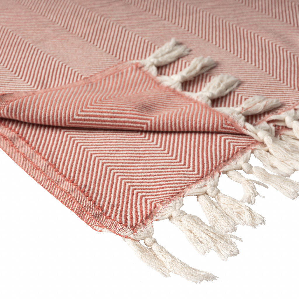 Gray Woven Cotton Herringbone Throw Blanket