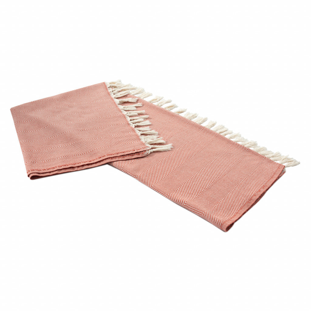 Gray Woven Cotton Herringbone Throw Blanket