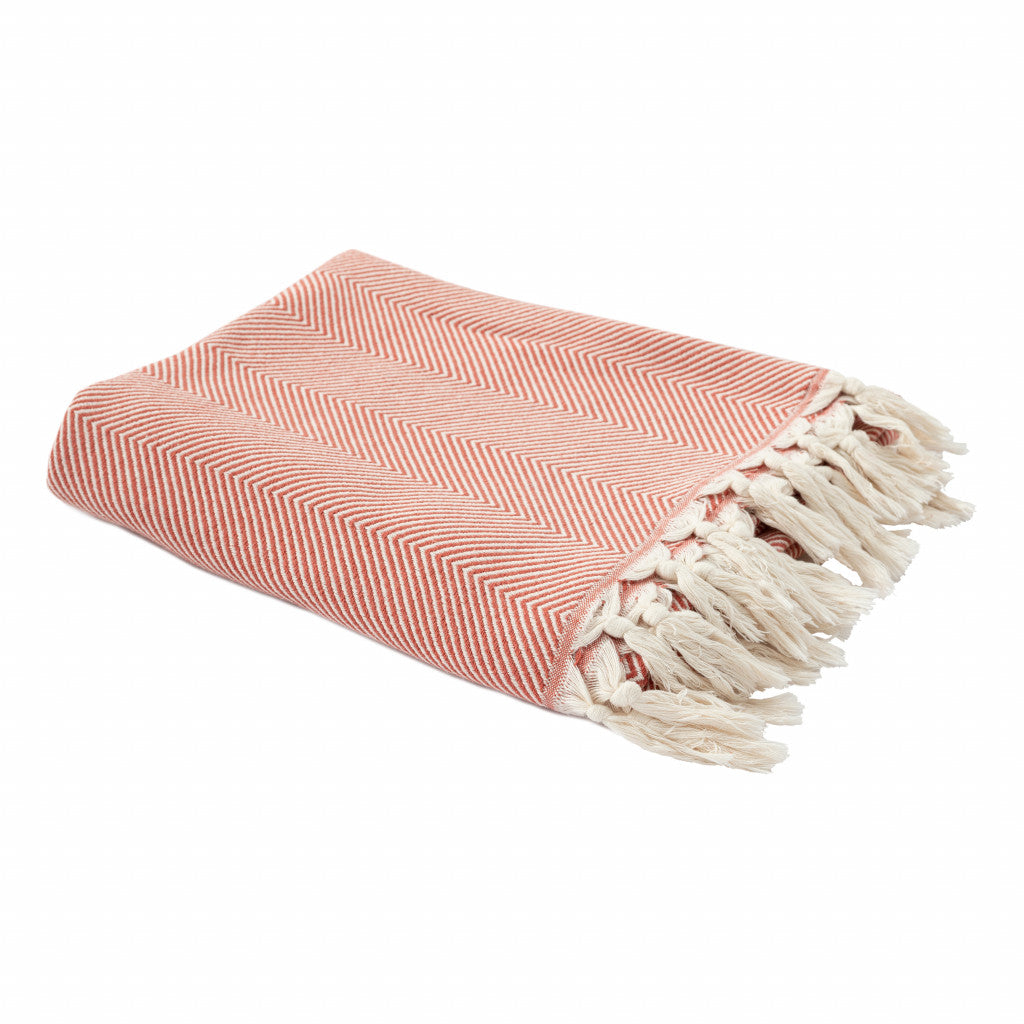 Gray Woven Cotton Herringbone Throw Blanket