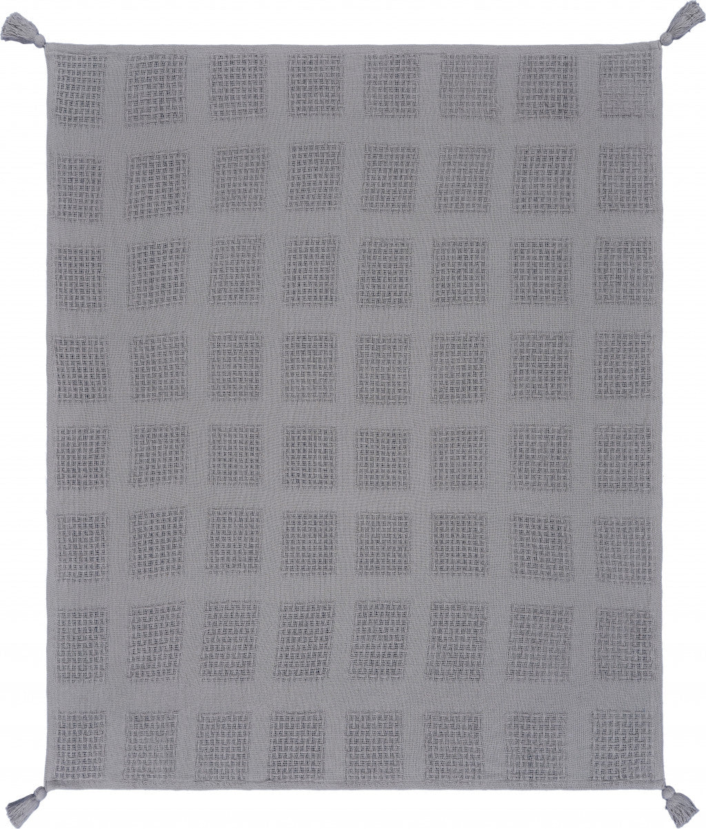 Cream Woven Cotton Solid Color Throw Blanket