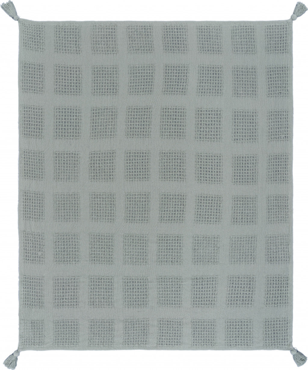 Cream Woven Cotton Solid Color Throw Blanket
