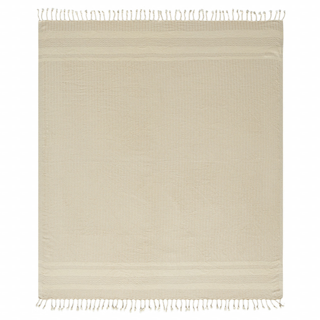 Blue and White Woven Cotton Striped Throw Blanket