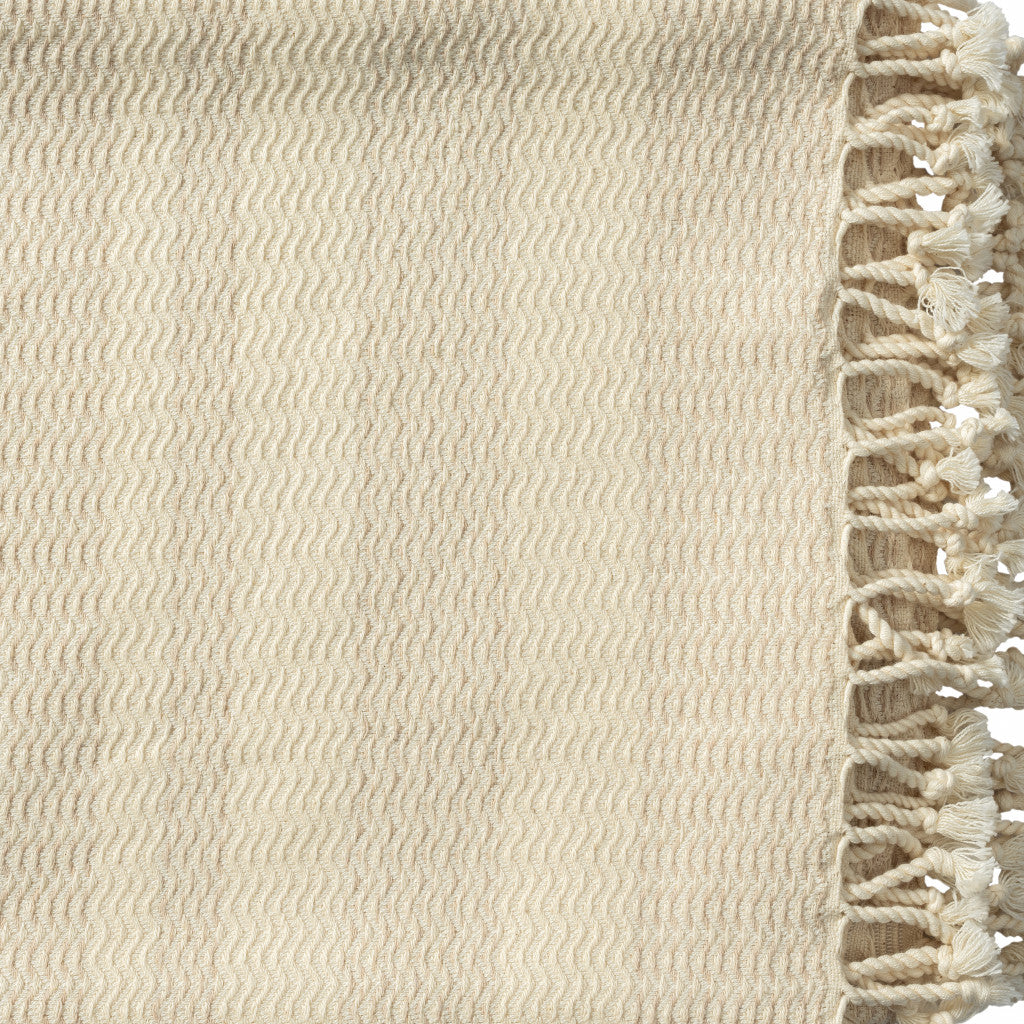 Blue and White Woven Cotton Striped Throw Blanket