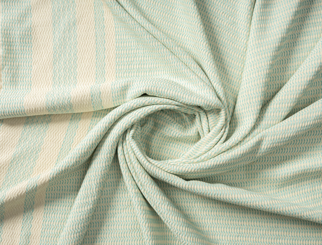 Blue and White Woven Cotton Striped Throw Blanket