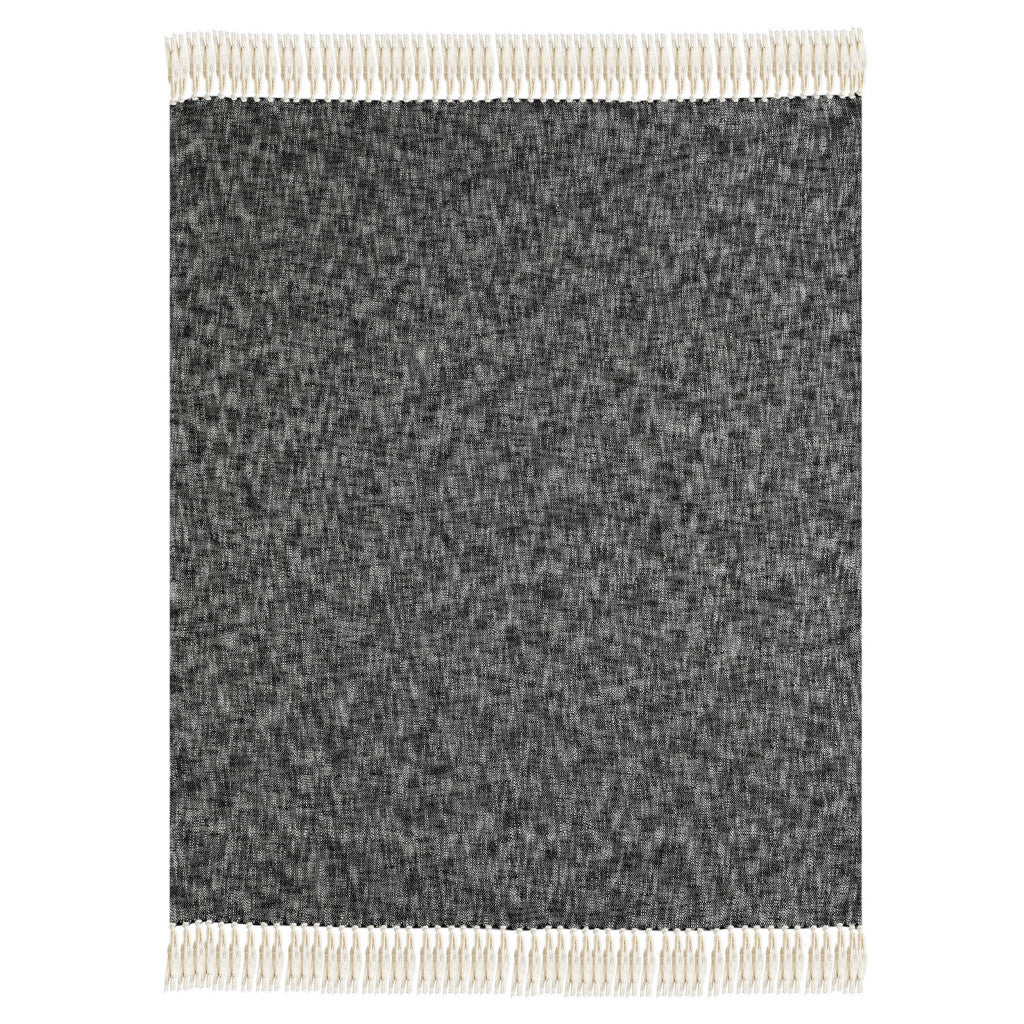 Blue and White Woven Cotton Solid Color Throw Blanket
