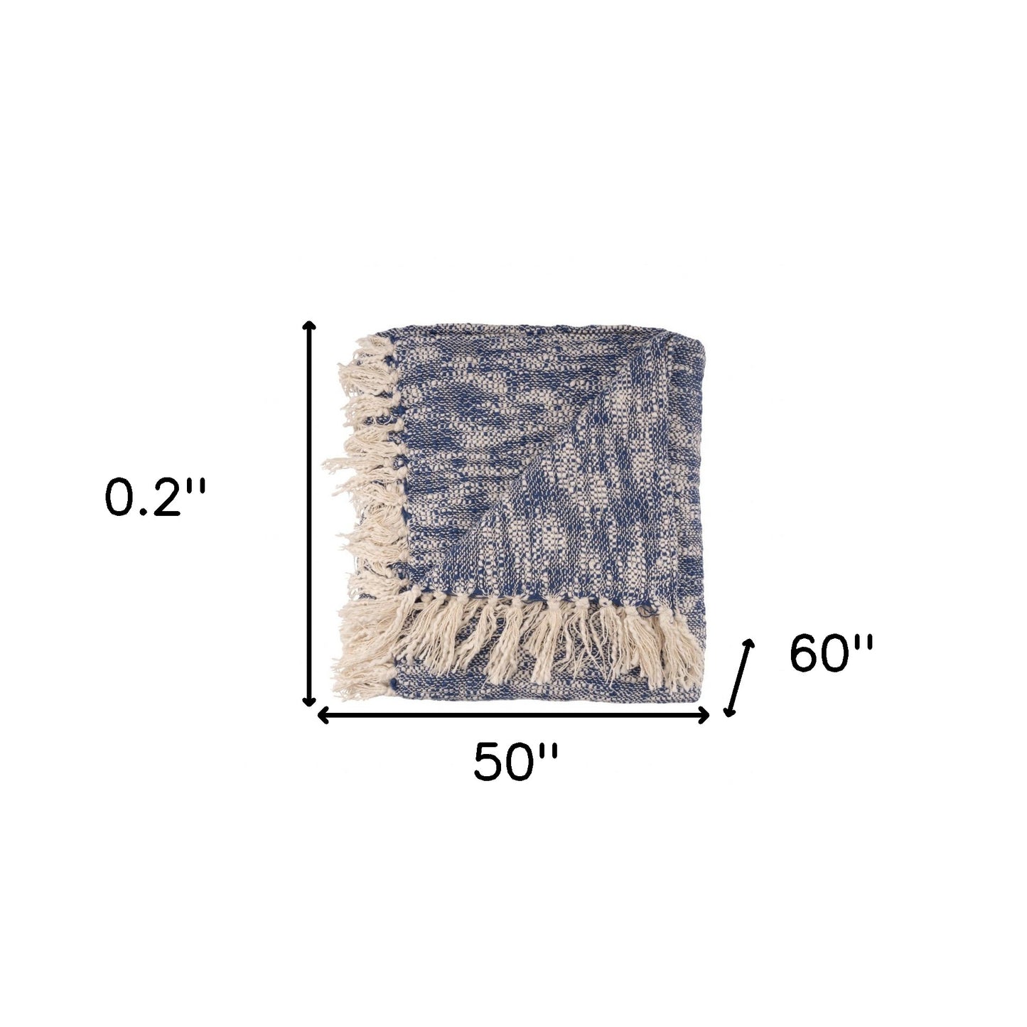 Blue and White Woven Cotton Solid Color Throw Blanket