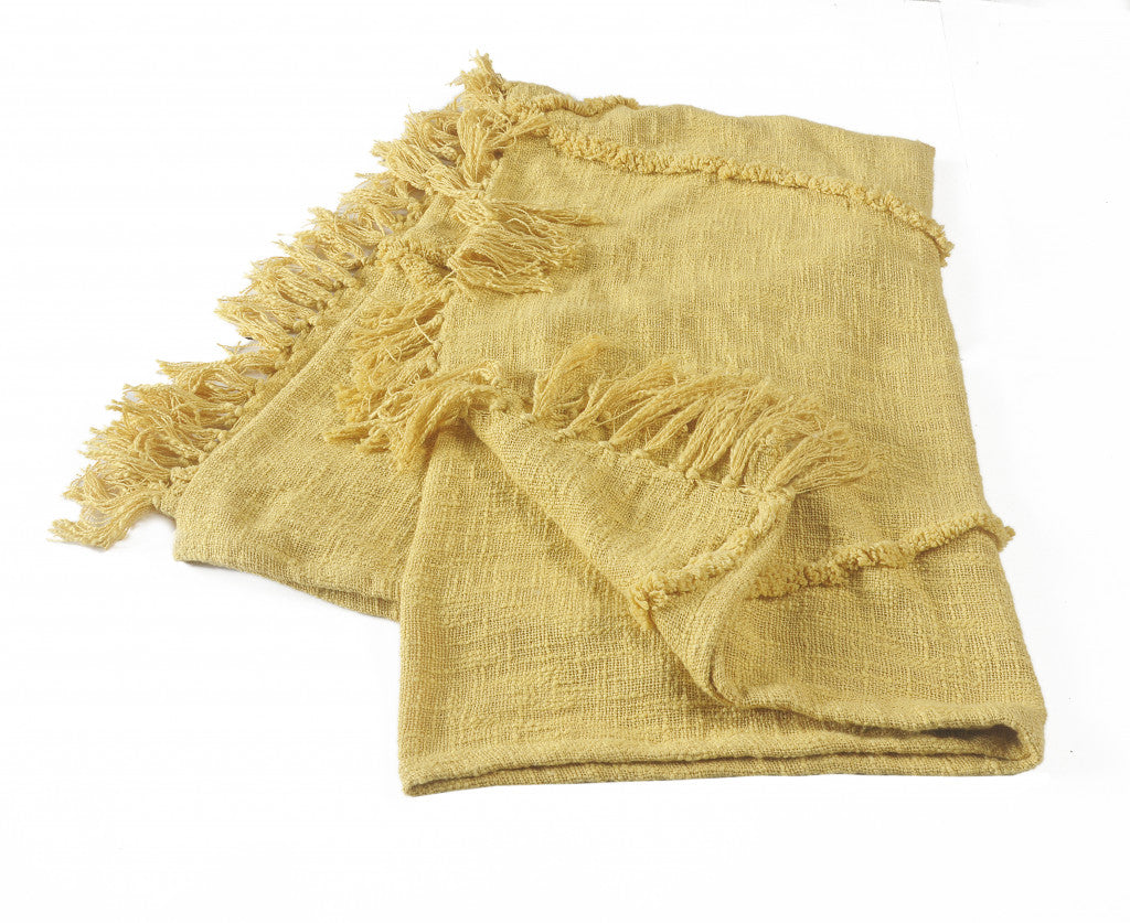 Orange Woven Cotton Solid Color Throw Blanket