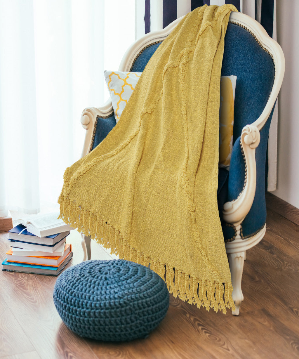 Orange Woven Cotton Solid Color Throw Blanket
