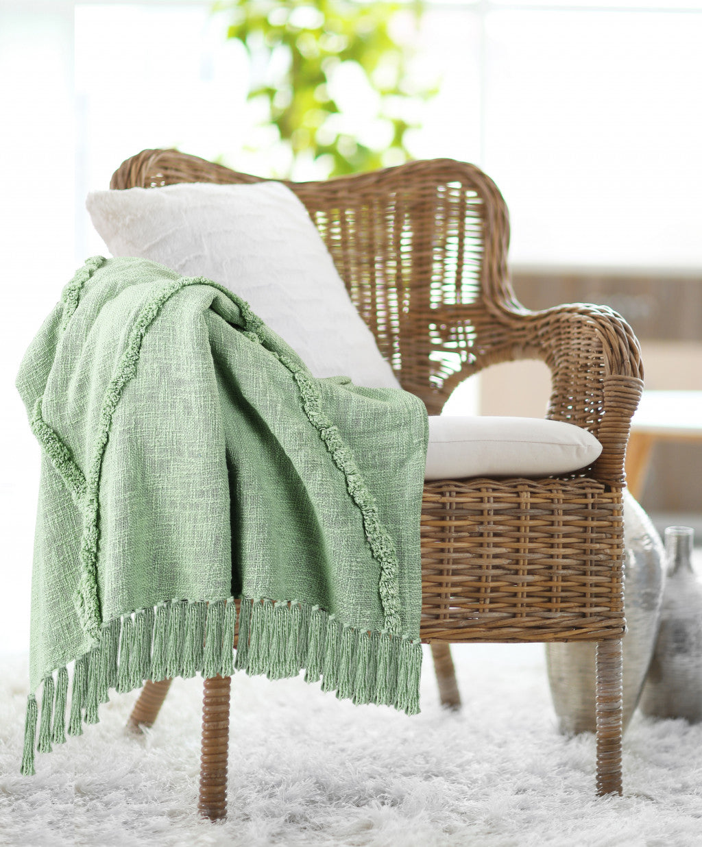Orange Woven Cotton Solid Color Throw Blanket