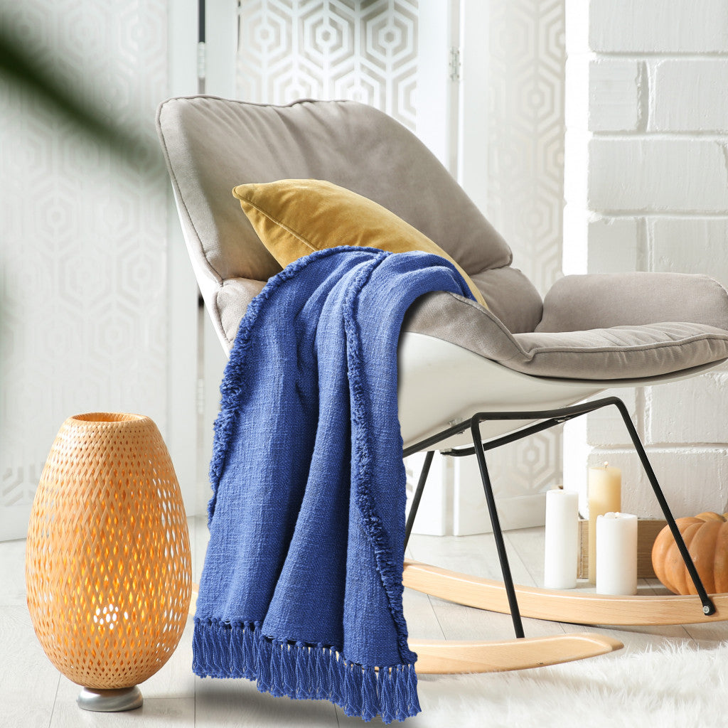 Orange Woven Cotton Solid Color Throw Blanket