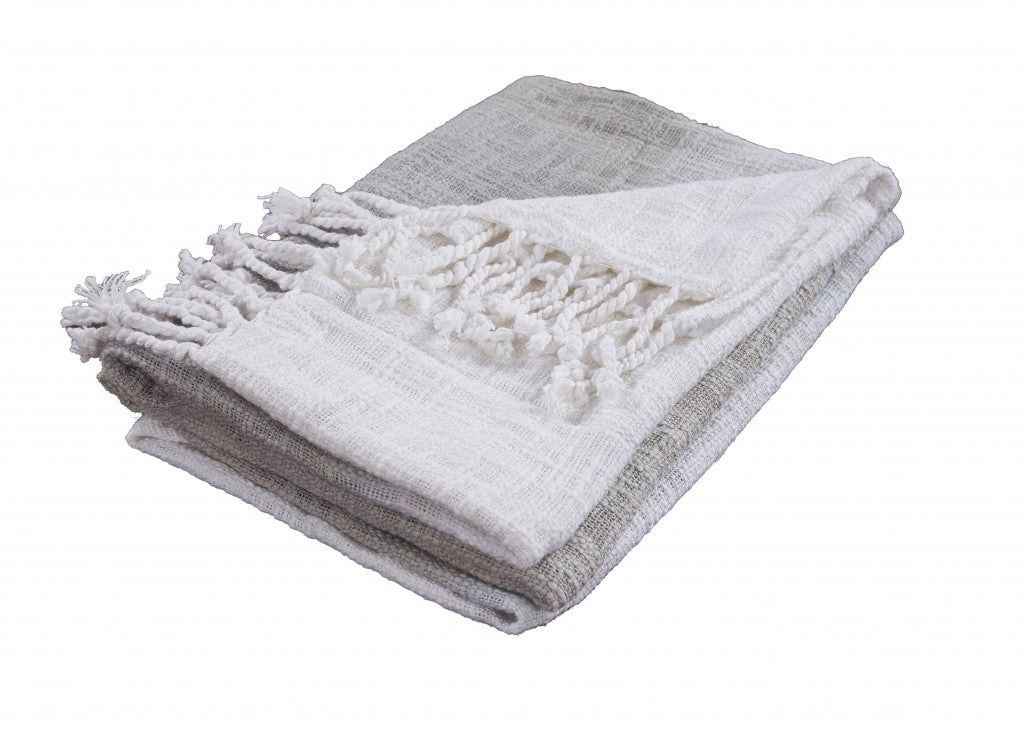 Orange Woven Cotton Ombre Throw Blanket