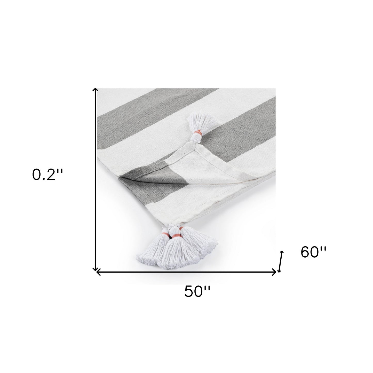 Gray and White Woven Cotton Striped Throw Blanket