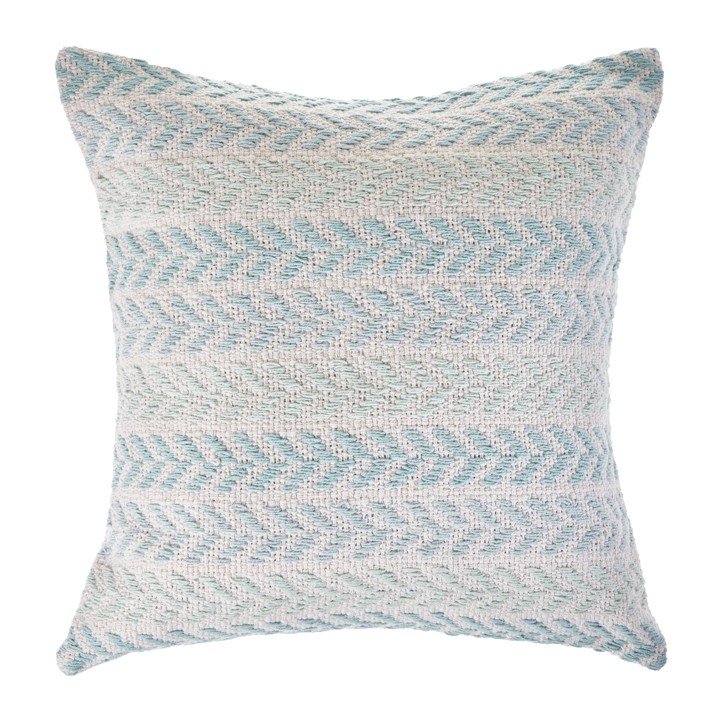 18" X 18" Blue White And Gray 100% Cotton Chevron Zippered Pillow