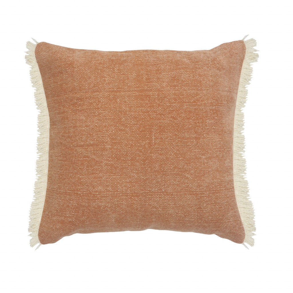 14" X 36" Orange And Tan 100% Cotton Zippered Pillow