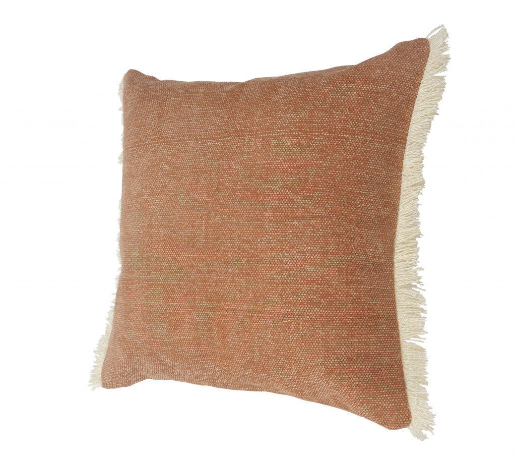 14" X 36" Orange And Tan 100% Cotton Zippered Pillow