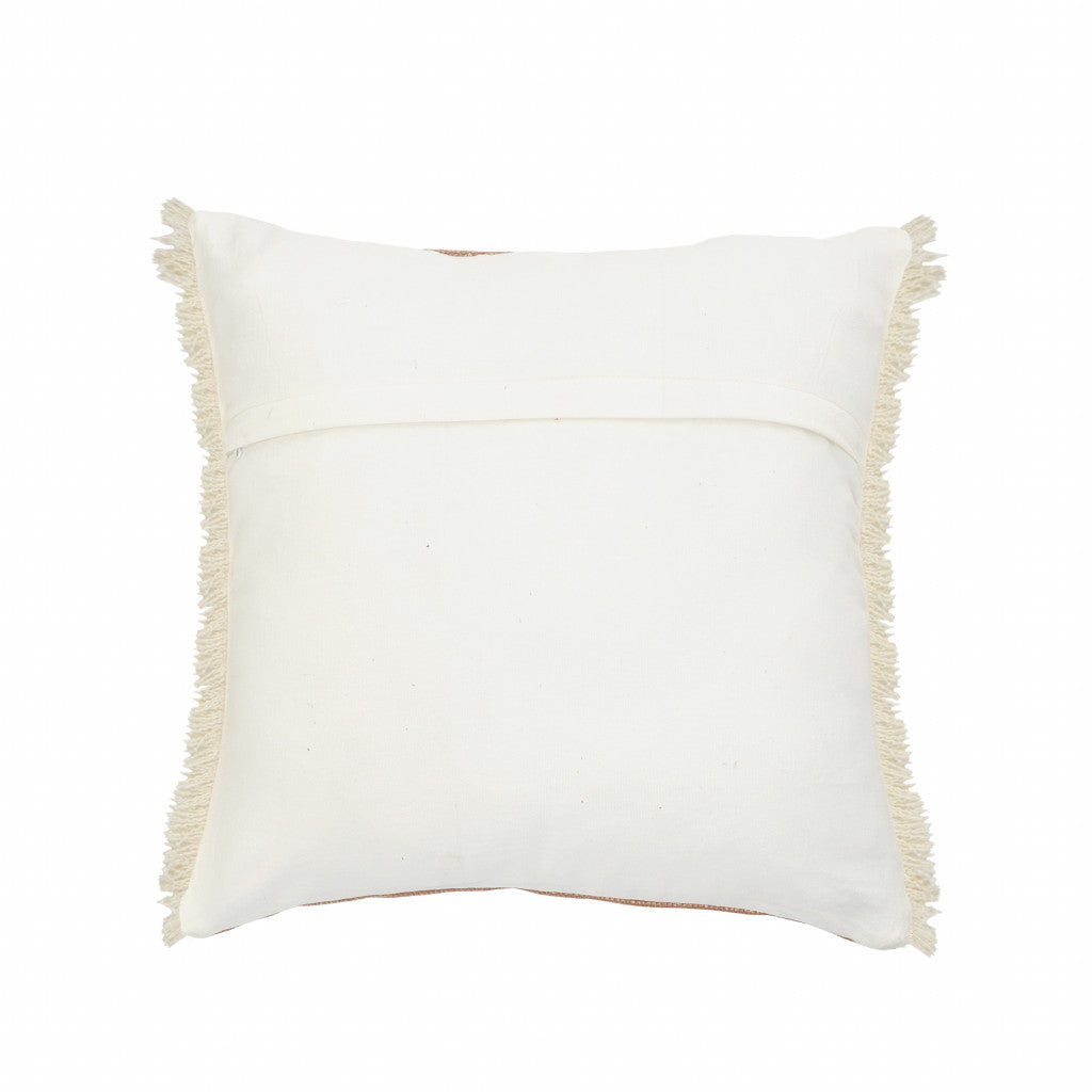 14" X 36" Orange And Tan 100% Cotton Zippered Pillow
