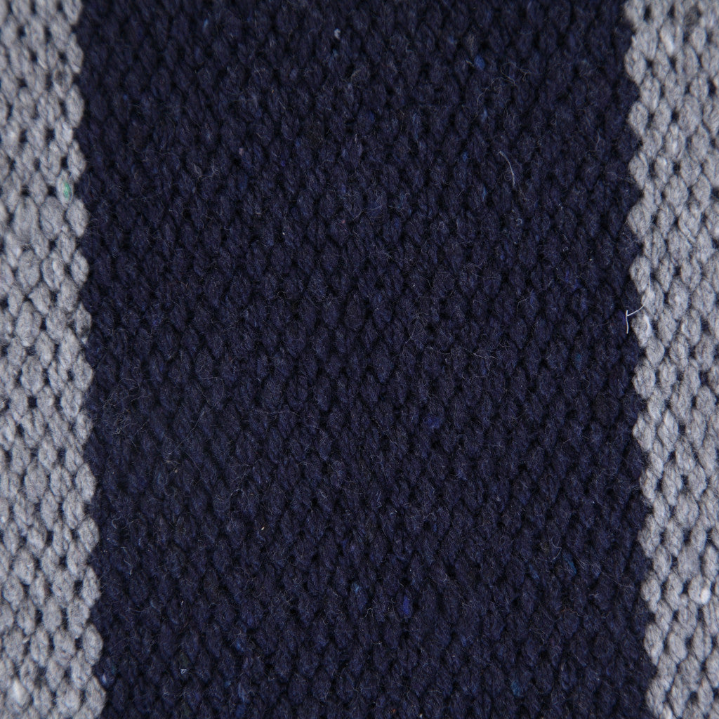 14" X 36" Navy Gray And White 100% Cotton Coastal Zippered Pillow