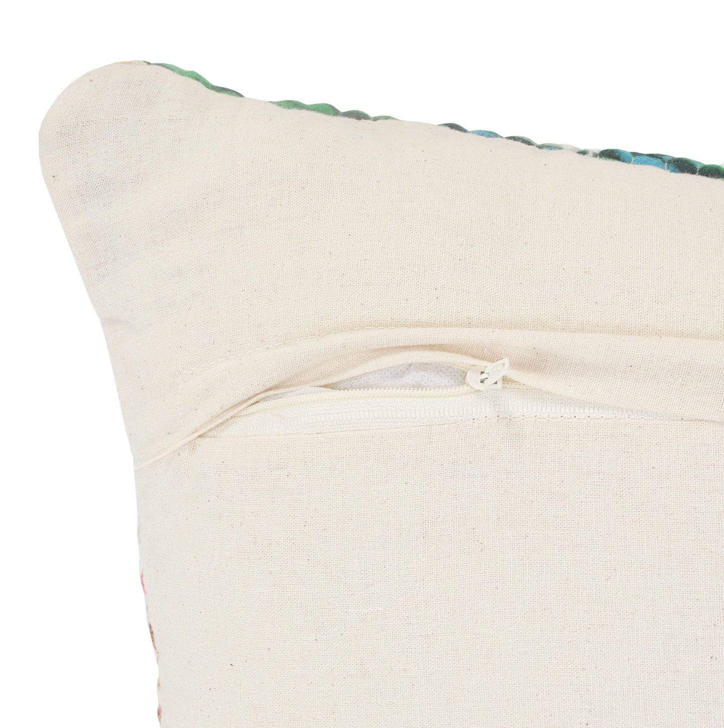 14" X 36" White Red Blue Orange And Green 100% Cotton Geometric Zippered Pillow
