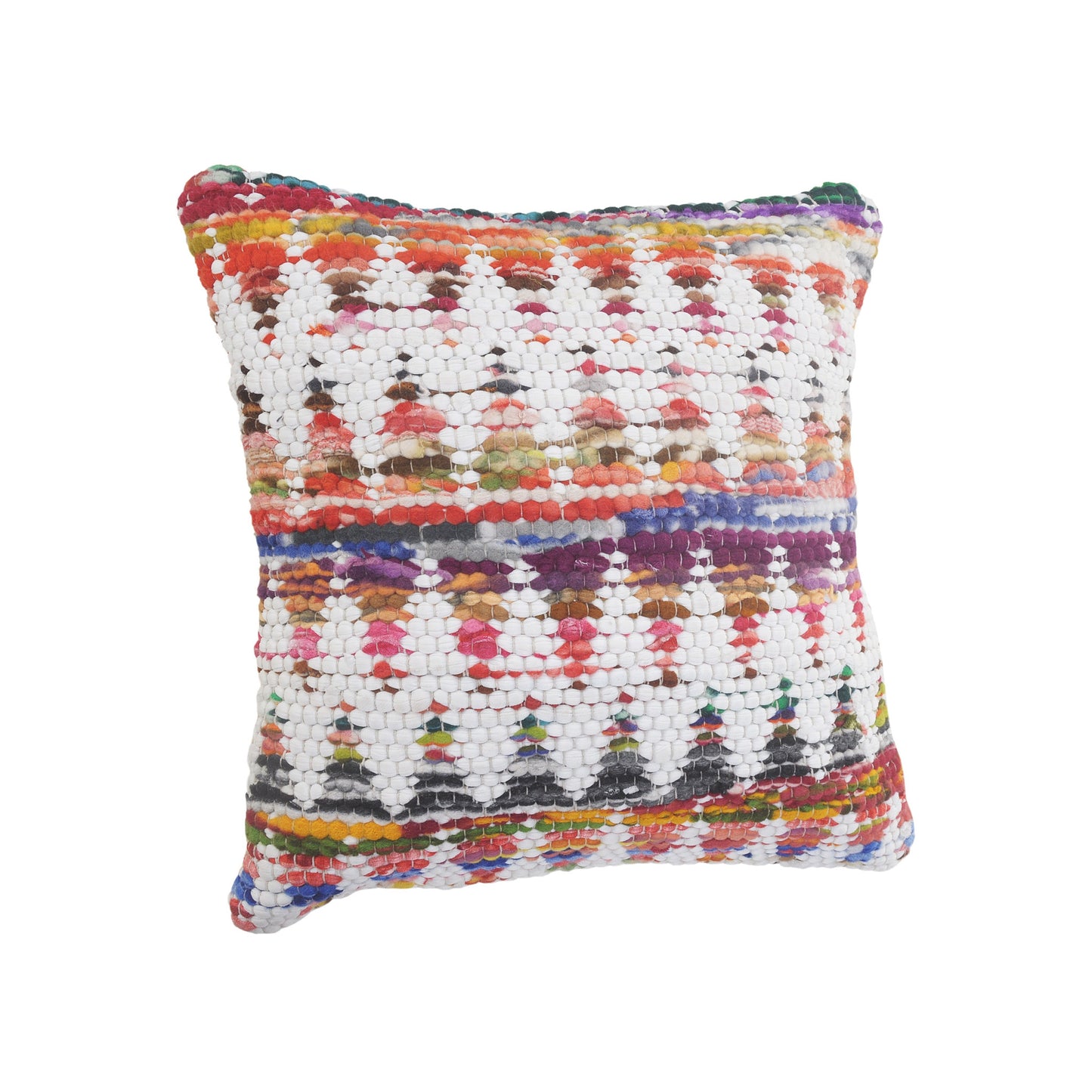 14" X 36" White Red Blue Orange And Green 100% Cotton Geometric Zippered Pillow