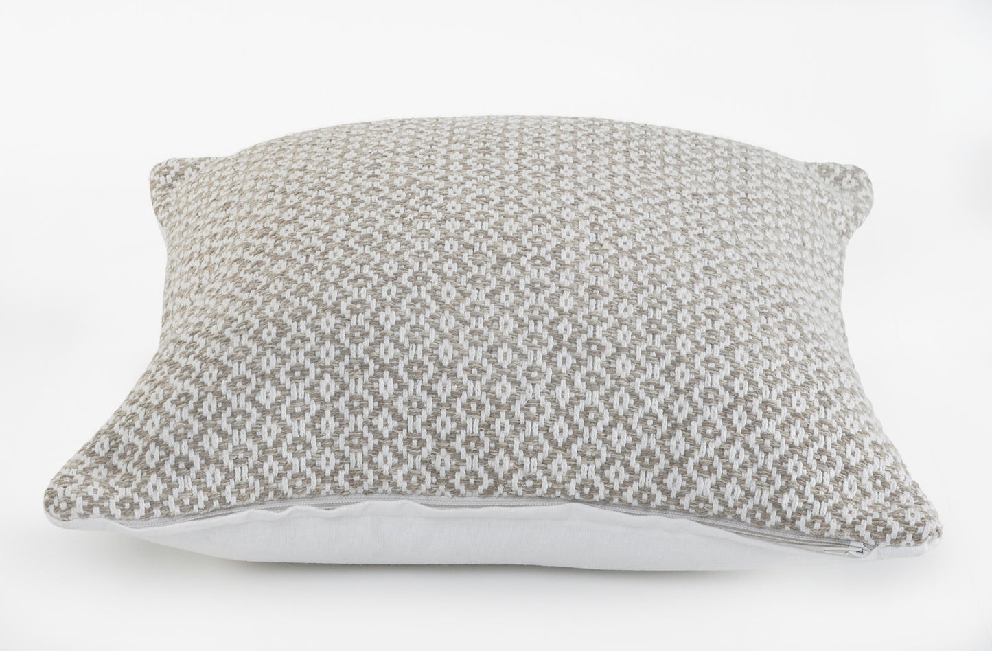 18" X 18" Navy And White 100% Cotton Geometric Zippered Pillow