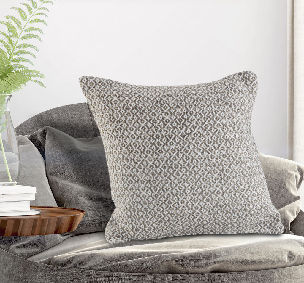 18" X 18" Navy And White 100% Cotton Geometric Zippered Pillow