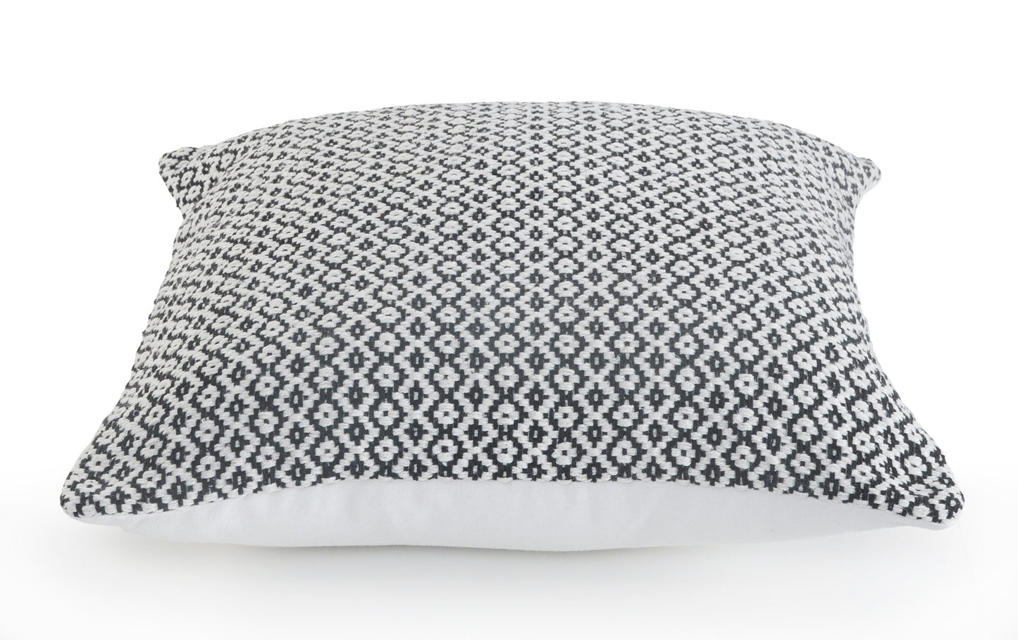 18" X 18" Navy And White 100% Cotton Geometric Zippered Pillow