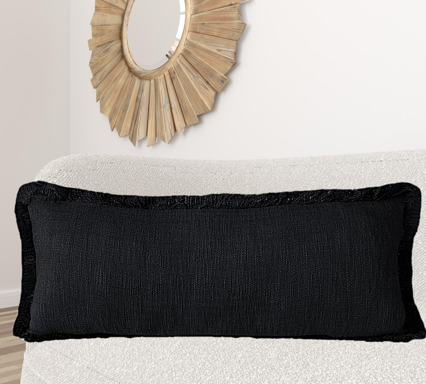 14" X 36" Jet Black 100% Cotton Zippered Pillow