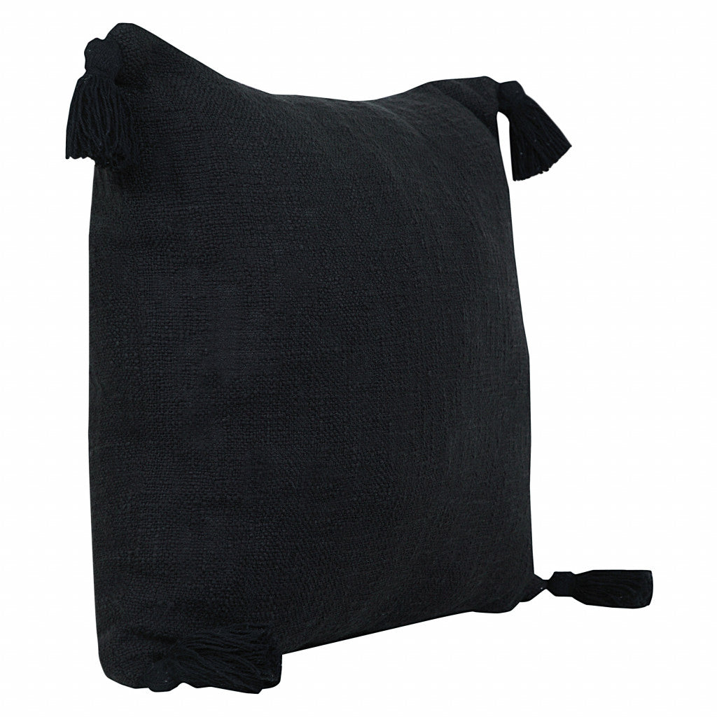 14" X 36" Jet Black 100% Cotton Zippered Pillow