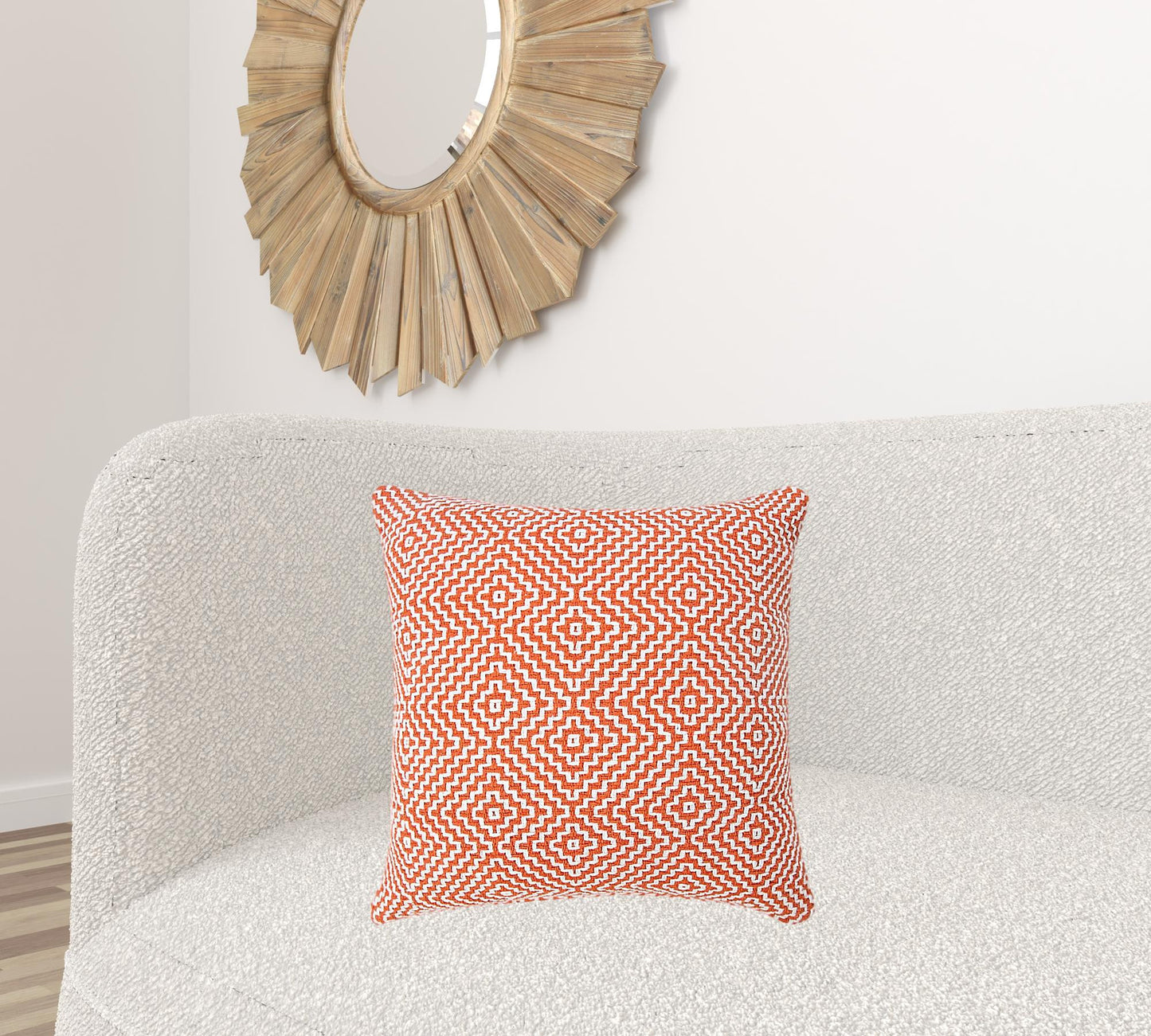14" X 36" Blue And White 100% Cotton Geometric Zippered Pillow