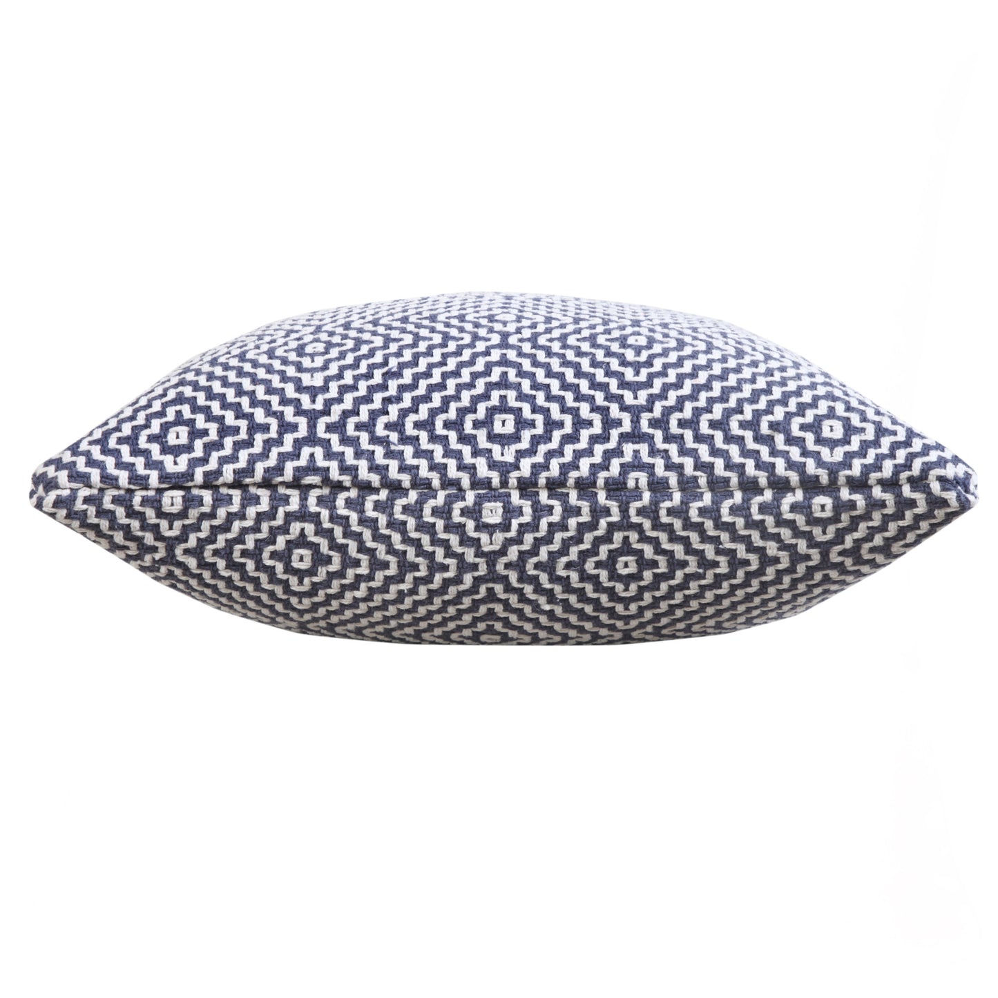 14" X 36" Blue And White 100% Cotton Geometric Zippered Pillow