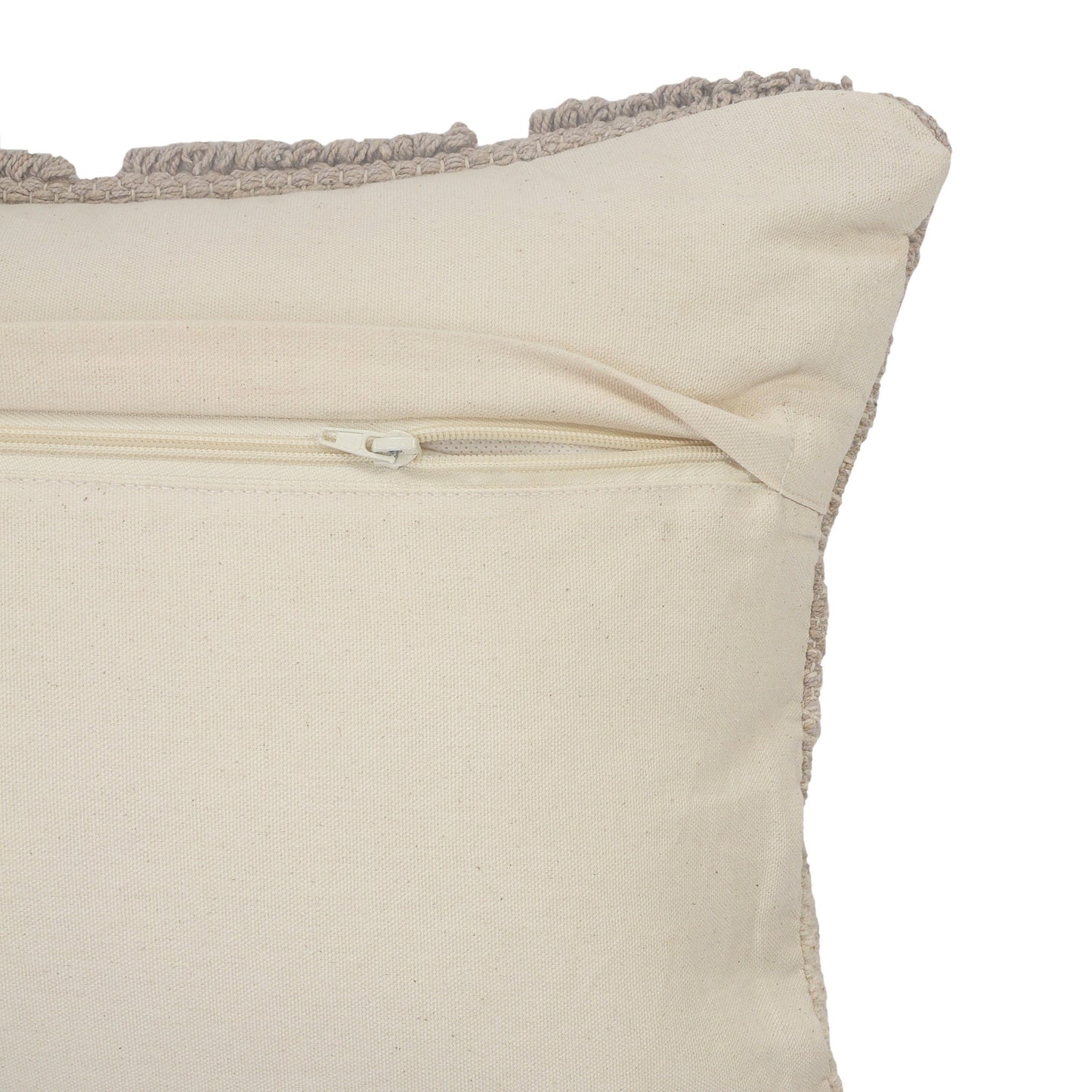 14" X 36" Heathered Gray And Off-White 100% Cotton Geometric Zippered Pillow